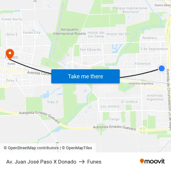 Av. Juan José Paso X Donado to Funes map