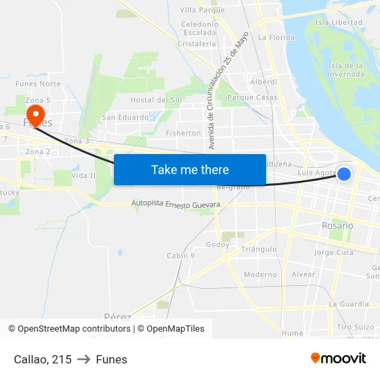 Callao, 215 to Funes map