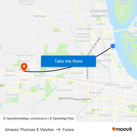 Alvarez Thomas X Vieytes to Funes map