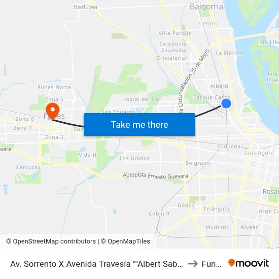 Av. Sorrento X Avenida Travesía "Albert Sabin" to Funes map