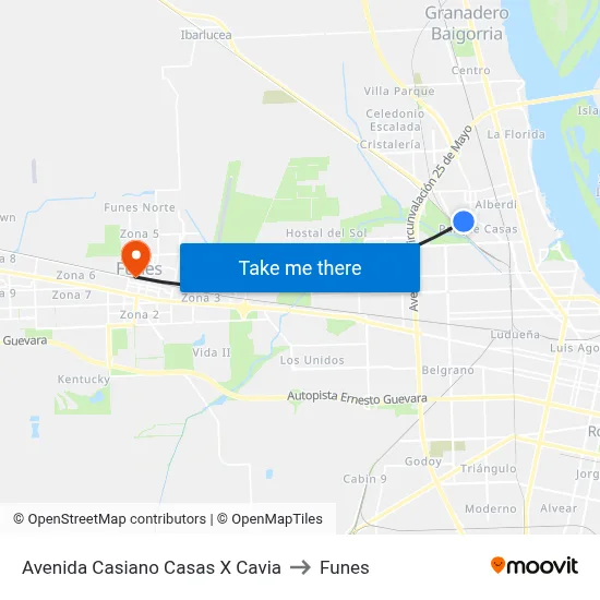 Avenida Casiano Casas X Cavia to Funes map