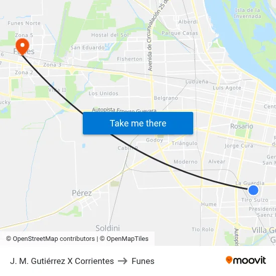 J. M. Gutiérrez X Corrientes to Funes map