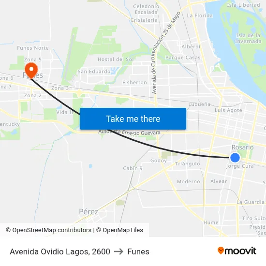 Avenida Ovidio Lagos, 2600 to Funes map