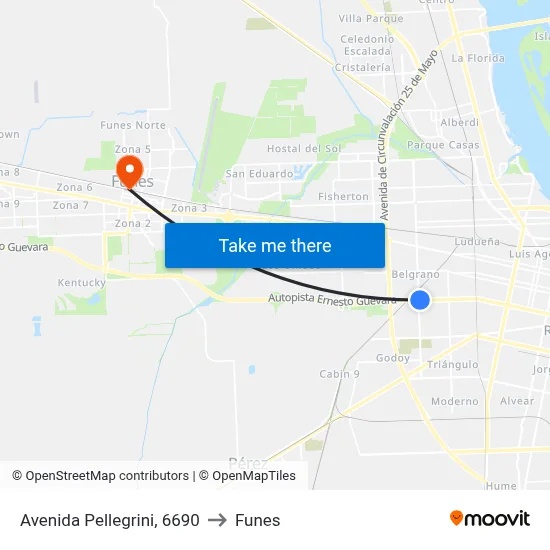 Avenida Pellegrini, 6690 to Funes map