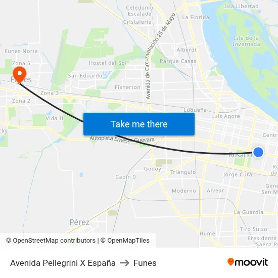 Avenida Pellegrini X España to Funes map