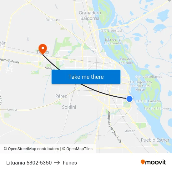 Lituania 5302-5350 to Funes map