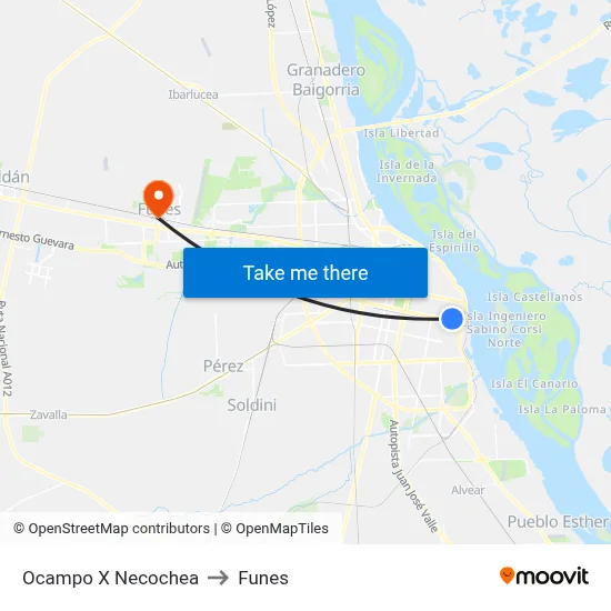 Ocampo X Necochea to Funes map