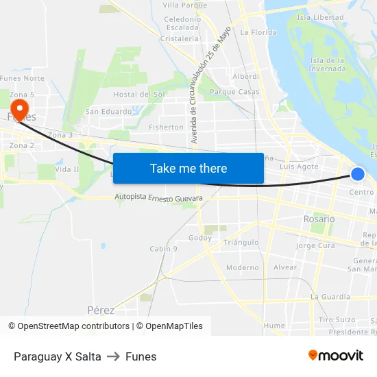 Paraguay X Salta to Funes map