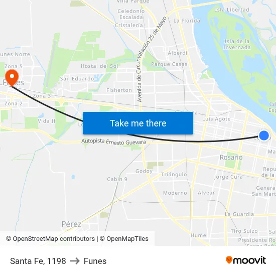Santa Fe, 1198 to Funes map