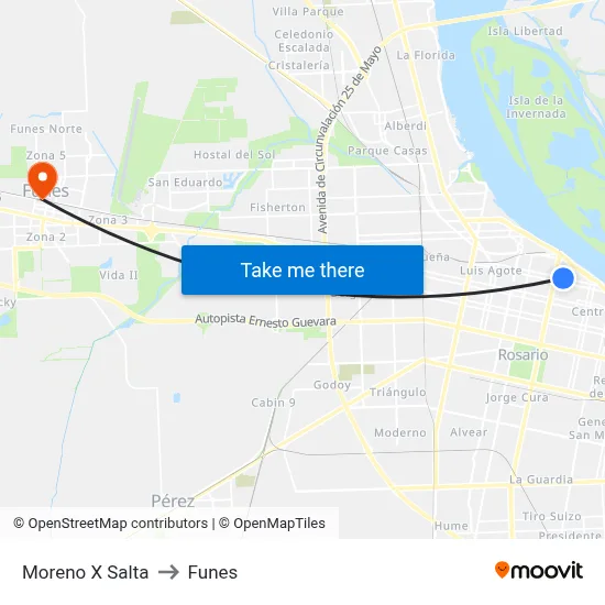 Moreno X Salta to Funes map