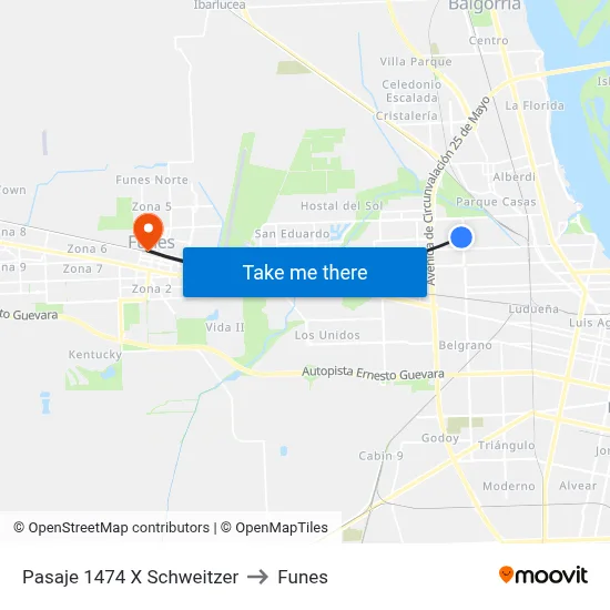 Pasaje 1474 X Schweitzer to Funes map