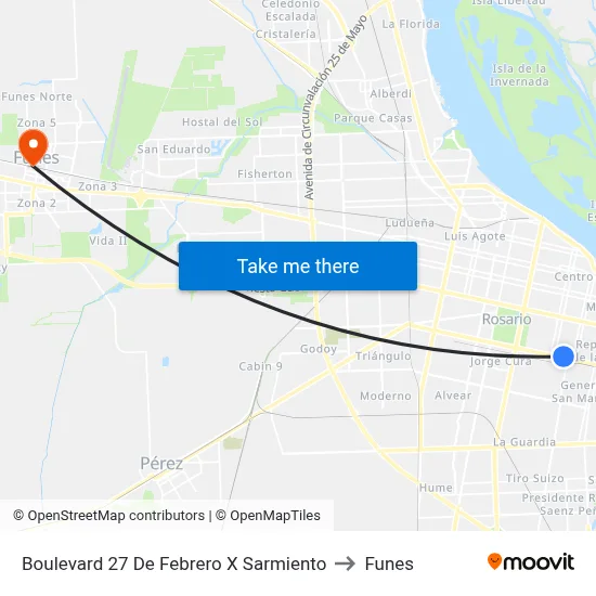 Boulevard 27 De Febrero X Sarmiento to Funes map