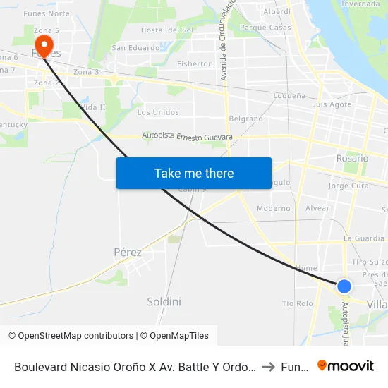 Boulevard Nicasio Oroño X Av. Battle Y Ordoñez to Funes map