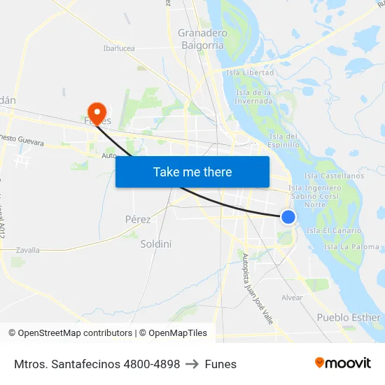 Mtros. Santafecinos 4800-4898 to Funes map