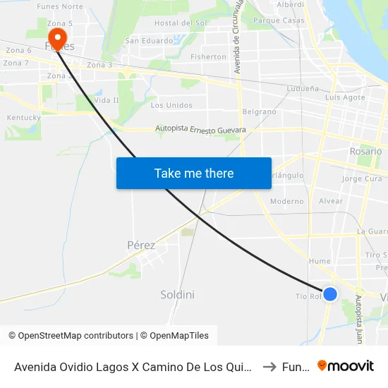 Avenida Ovidio Lagos X Camino De Los Quinteros to Funes map