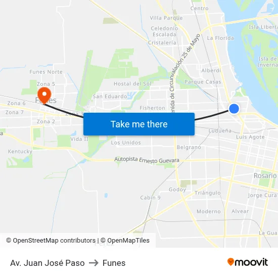 Av. Juan José Paso to Funes map