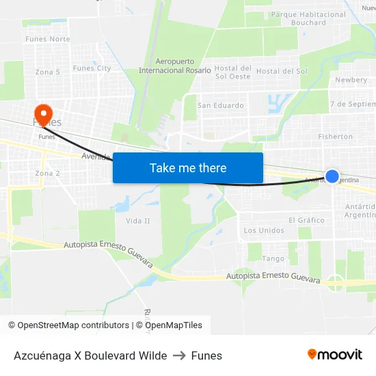 Azcuénaga X Boulevard Wilde to Funes map