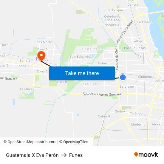 Guatemala X Eva Perón to Funes map