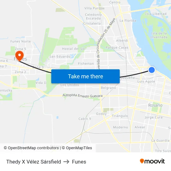 Thedy X Vélez Sársfield to Funes map