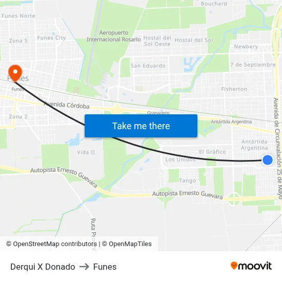 Derqui X Donado to Funes map