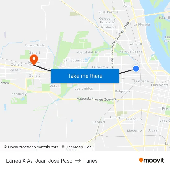 Larrea X Av. Juan José Paso to Funes map