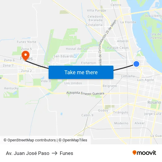 Av. Juan José Paso to Funes map
