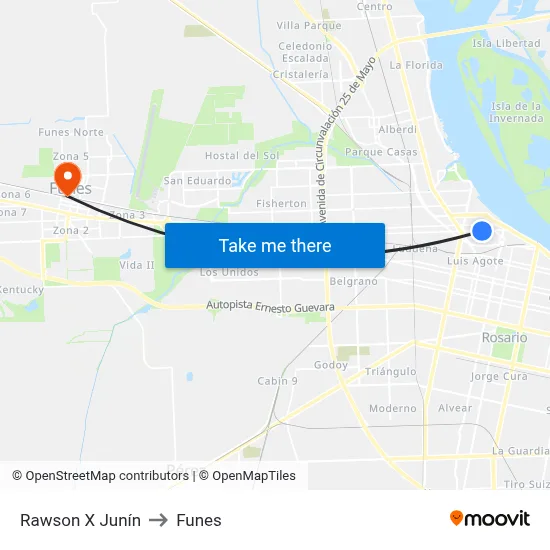 Rawson X Junín to Funes map