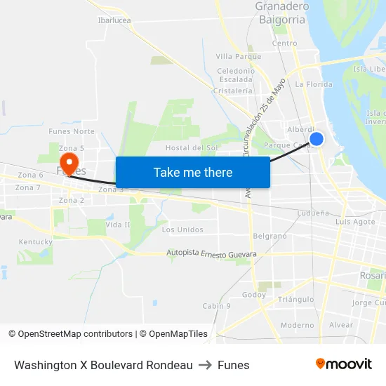Washington X Boulevard Rondeau to Funes map