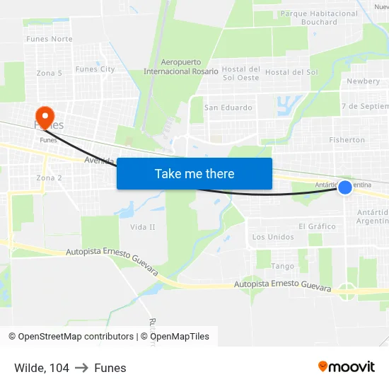 Wilde, 104 to Funes map