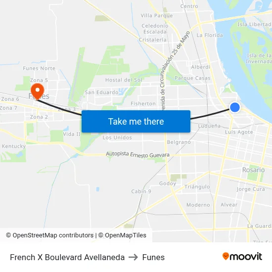 French X Boulevard Avellaneda to Funes map