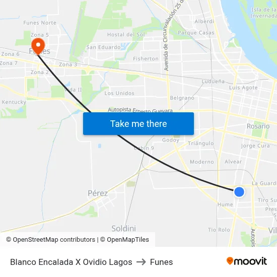 Blanco Encalada X Ovidio Lagos to Funes map