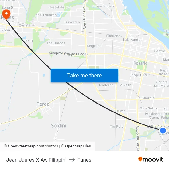 Jean Jaures X Av. Filippini to Funes map