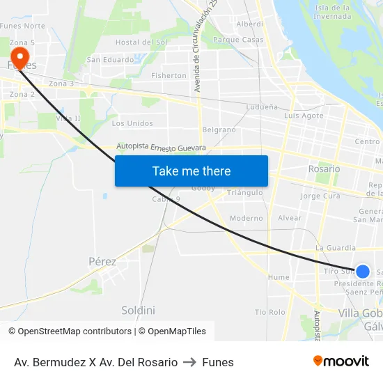 Av. Bermudez X Av. Del Rosario to Funes map