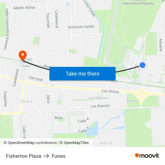 Fisherton Plaza to Funes map