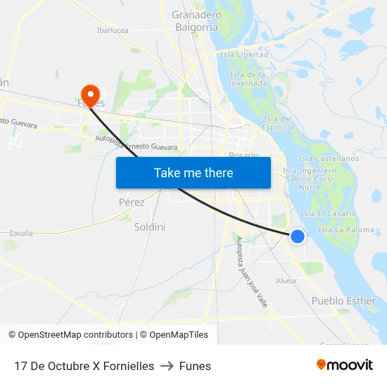 17 De Octubre X Fornielles to Funes map
