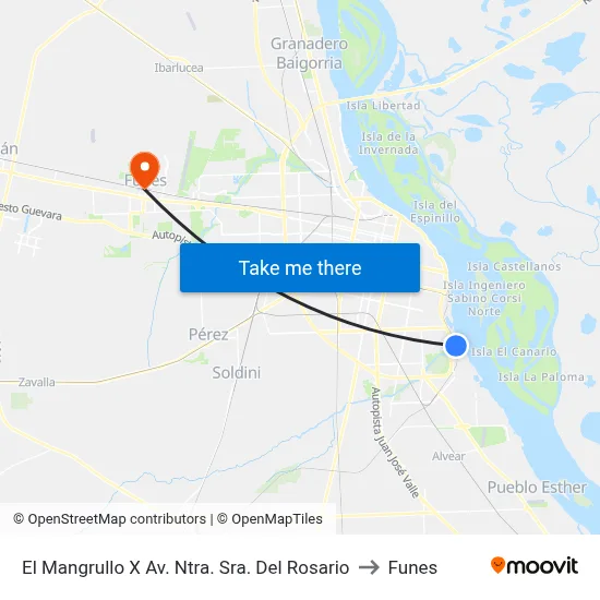 El Mangrullo X Av. Ntra. Sra. Del Rosario to Funes map
