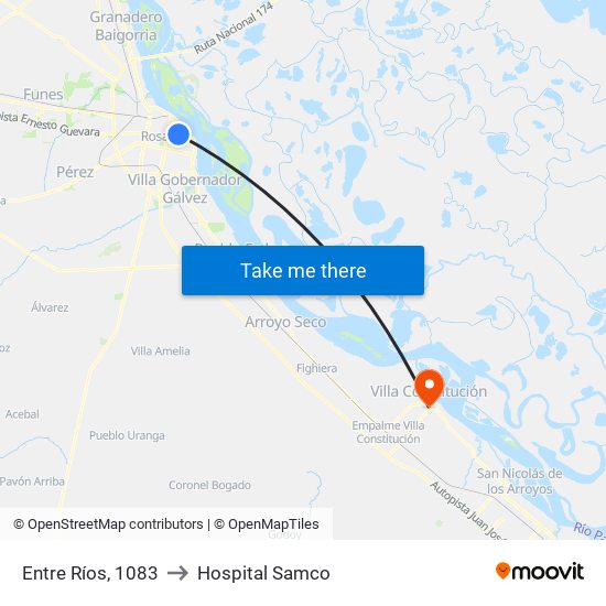 Entre Ríos, 1083 to Hospital Samco map