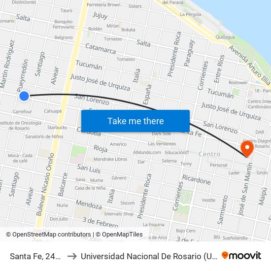 Santa Fe, 2470 to Universidad Nacional De Rosario (Unr) map
