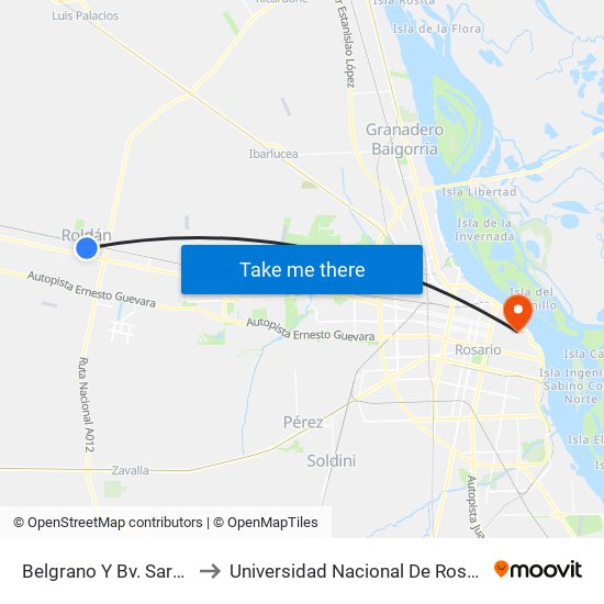 Belgrano Y Bv. Sarmiento to Universidad Nacional De Rosario (Unr) map