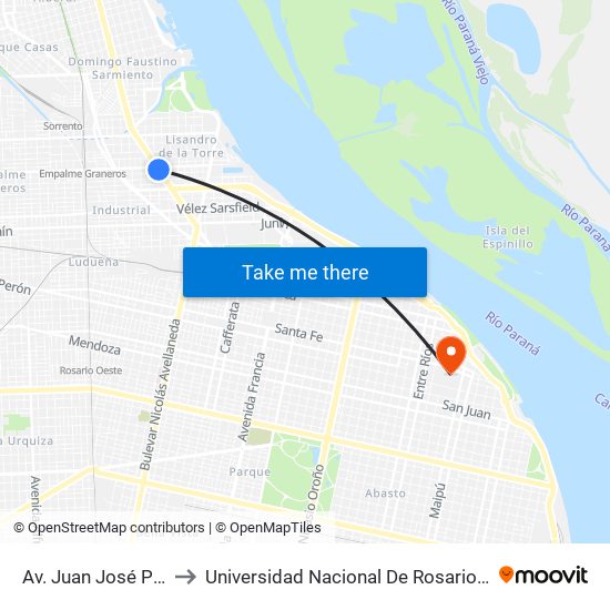 Av. Juan José Paso to Universidad Nacional De Rosario (Unr) map