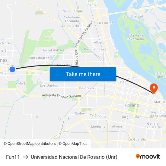 Fun11 to Universidad Nacional De Rosario (Unr) map
