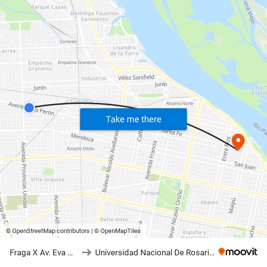 Fraga X Av. Eva Perón to Universidad Nacional De Rosario (Unr) map