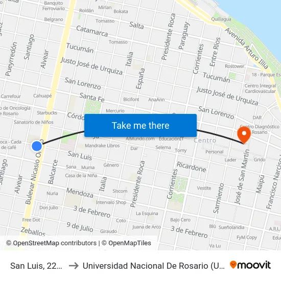 San Luis, 2227 to Universidad Nacional De Rosario (Unr) map
