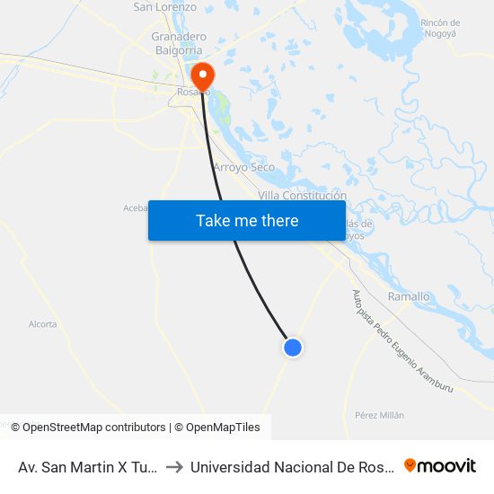 Av. San Martin X Tucumán to Universidad Nacional De Rosario (Unr) map