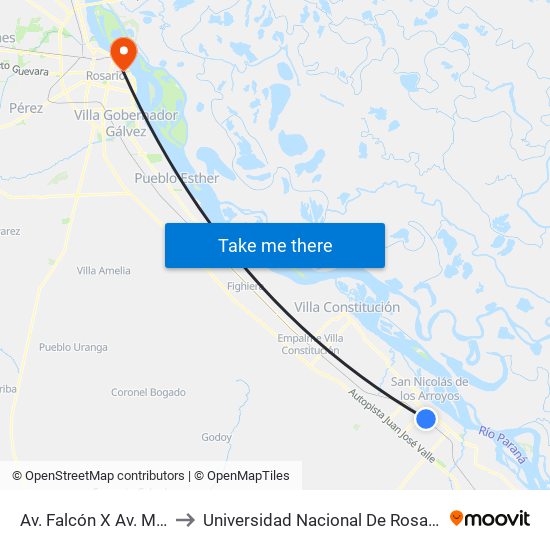 Av. Falcón X  Av. Morteo to Universidad Nacional De Rosario (Unr) map