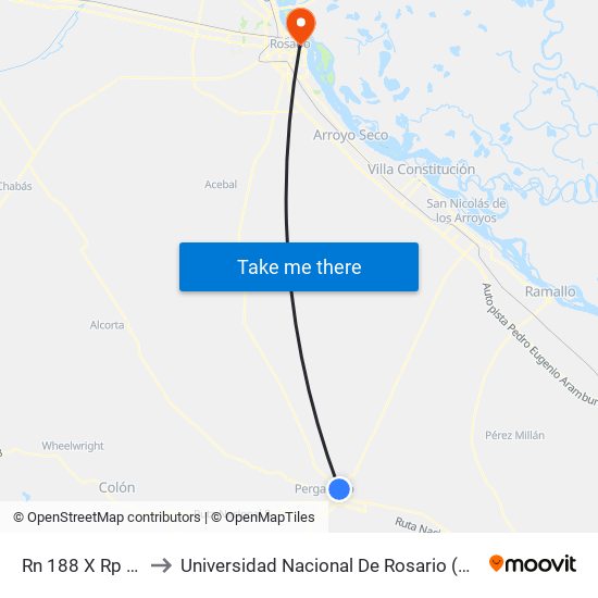 Rn 188 X Rp 32 to Universidad Nacional De Rosario (Unr) map
