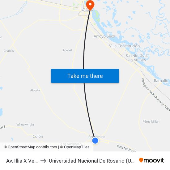 Av. Illia X Vela to Universidad Nacional De Rosario (Unr) map