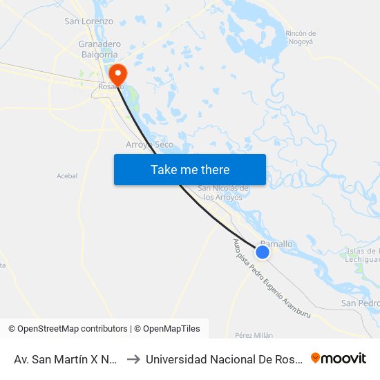 Av. San Martín X Newbery to Universidad Nacional De Rosario (Unr) map