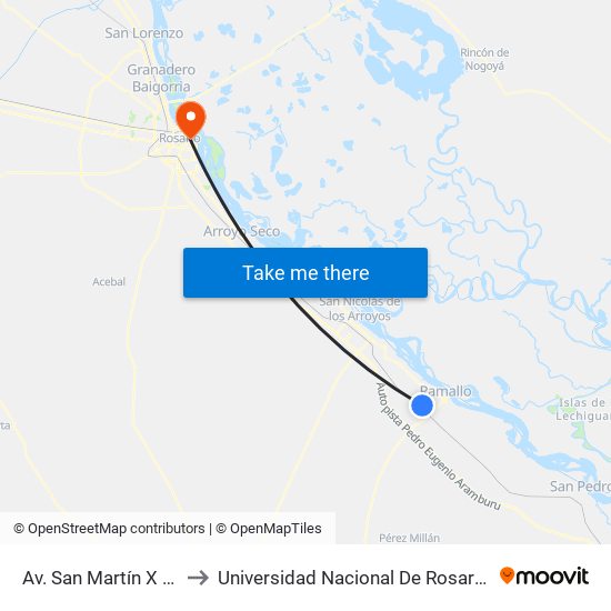 Av. San Martín X Clark to Universidad Nacional De Rosario (Unr) map