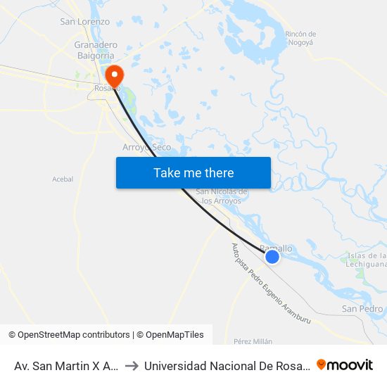 Av. San Martin X Artigas to Universidad Nacional De Rosario (Unr) map